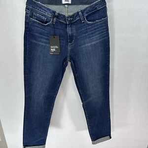 NWT PAIGE 30 Jimmy Jimmy Boyfriend Skinny Bondi Blue Jeans Med Wash Cut 225461 - Picture 1 of 11