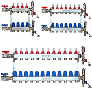 Premium Stainless Steel Manifold Flow Indicator Underfloor Heating Set - Picture 1 of 29