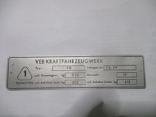 Nameplate Ifa GDR VEB DKW F8