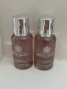 2 X MOLTON BROWN Rhubarb & Rose Bath & Shower Gel 30ml - Picture 1 of 2