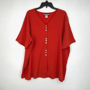 Notations Damengröße 18 W Bluse mit Knopfleiste koralle orange Crinkle gewebt SS - Bild 1 von 8