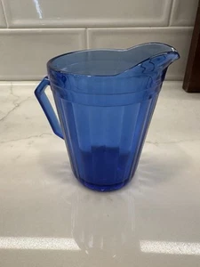 Hazel Atlas Aurora Cobalt Blue Depression Glass Cream Milk Pitcher - 4 1/2" - Picture 1 of 11