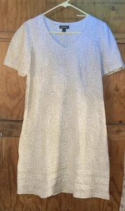 Original Nicole Miller Kleid Damen M Beige Leinenmischung Kurzarm Ohne Etikett - Bild 1 von 8