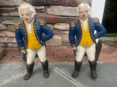 Par de hierro fundido pintado vintage George Washington y hierro Foto 1 de 4