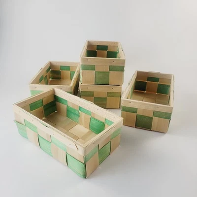 Wooden Basket, Set of 5, Handmade from pine shavings - Image 1 of 4