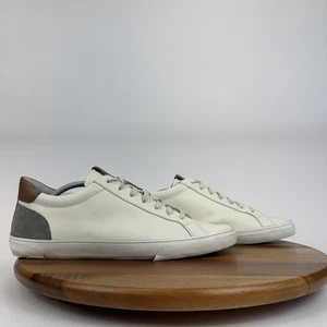Zapatillas informales cómodas de cuero blanco de caña baja Vince Parker para hombre talla 13 M - Imagen 1 de 11