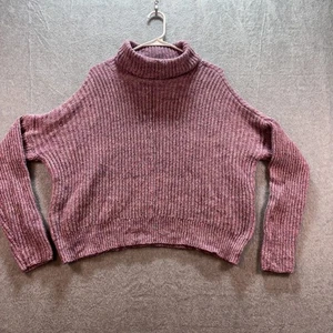 Lucky Brand Damen kleiner Rollkragen Pullover Cropped Oversized lila/rosa - Bild 1 von 7