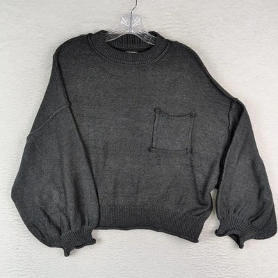 POL Anthropologie Oversized Slouchy Pocket Sweater Black Rolling Edge Small - Image 1 of 4