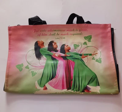 Green and Pink Handbag 3 Ladies Bible Verses Tote  Alpha Kappa Alpha  Colors - Image 1 of 2