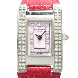 Auth CHAUMET Stile de Chaumes Style Rectangle - 1******** Pink Wrist Watch - Picture 1 of 12