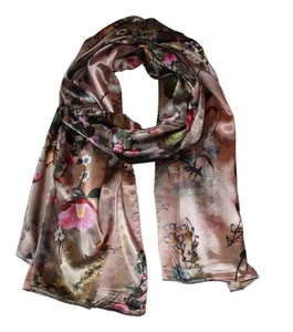 100% Silk long scarves shawl for women Light Weight Soft large 63” X 27” style13 - Picture 1 of 4