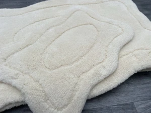 ROMANY GYPSY WASHABLES GERMAN MATS TOURER SET OF 4 RUGS CREAM-CREAM 30mm THICK - Picture 1 of 6