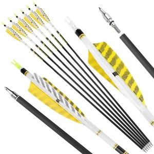 28-32" Pure Carbon Arrow SP300-800 4" Shield Natural Feather Bow Hunting Target - Picture 1 of 17
