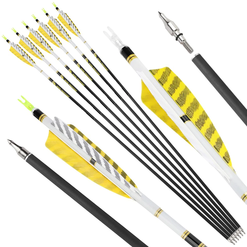 28-32" Pure Carbon Arrow SP300-800 4" Shield Natural Feather Bow Hunting Target - Image 1 of 4