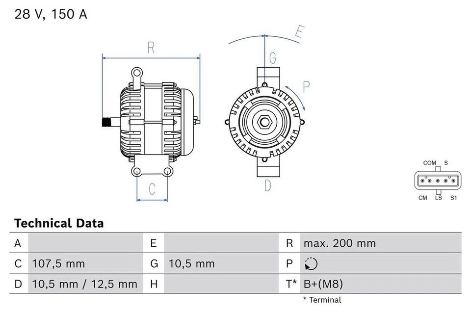 BOSCH Alternator For MERCEDES Citaro 2 Integro O 550 12- 0986087220 - Image 1 of 1