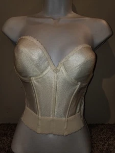 CARNIVAL Low Plunge Longline Ribbed Bustier Bra 203 Strapless Ivory NWOT 38B - Picture 1 of 19