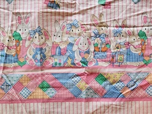 vintage 1996 Fabric traditions pink bunny fabric patchwork striped nursery - Picture 1 of 4