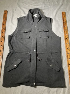 Chaleco Sabrina Lauren New York para mujer XL gris cremallera completa utilitario bolsillo a presión simulado Foto 1 de 4