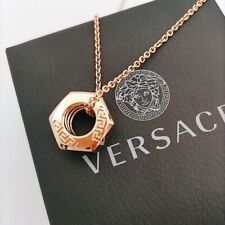 VERSACE Nuts & Bolts Greca Necklace Chain Gold Color NEW