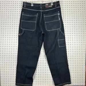 Phat Farm 90s Hip Hop Baggy Jeans 40x34 Dark Wash Carpenter Hammer Work Wear Y2K - Picture 1 of 8
