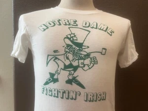 Vintage 70's Notre Dame Fighting Irish White T Shirt Size S - Picture 1 of 4