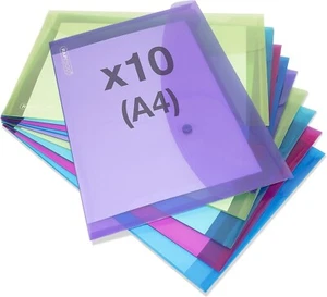 Rapesco 1665 Popper Geldbörsen A4+, sortiert transparent, 10er Pack - Bild 1 von 6