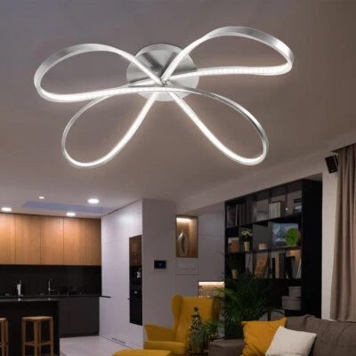 Plafoniera Lampada Design Lampada da Soggiorno Metallo Nickel Satinato LED - Immagine 1 di 4