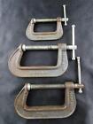 Lot of 3 Vintage Craftsman C Clamp Malleable Iron 1450 5" 66673 & Smaller