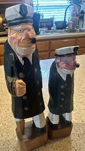 2 Wooden Sea Captains~Peg Leg Pipe 10" tall Nautical Decor &8” Sea Captain Pipe - Picture 1 of 11