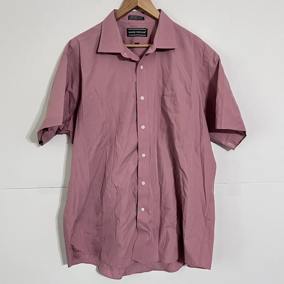 Camisa David Taylor Para Hombre Talla 18.5 Rosa Manga Corta Aguja Única Sastrería Foto 1 de 4
