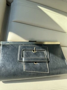 Metal Frame Clutch by Chinese Laundry With Snap Closure and Buckle Detail. Black - Picture 1 of 2