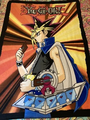 Vtg 90s YuGiOh Fleece Throw Blanket 1996 Yami Yugi 61” x 42” Yu-Gi-Oh Yugi Mutou - Image 1 of 3