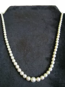 14.5" Cultured 3mm-6.5mm Graduated White Pearl Necklace, 10K White Gold Clasp - Picture 1 of 12