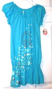 NWT GIRLS AQUA BLUE SILVER METALLIC SONOMA TOP w/ SILVER STUDS SIZE XS 7 - Picture 1 of 2