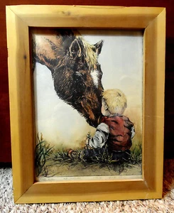 "PRIMO BACIO" OBrien & Redder incorniciato TINTO A MANO A/P Vintage Horse Farm Ranch '93 - Foto 1 di 7