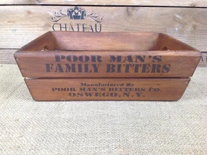 Decorative Vintage Rustic Style Poormans Bitters Storage Box Crate with Handles - Picture 1 of 9