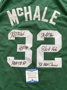 KEVIN MCHALE SIGNED BOSTON CELTICS JERSEY BECKETT COA BLACK HOLE HOF 99 TOP 50 - Picture 1 of 7