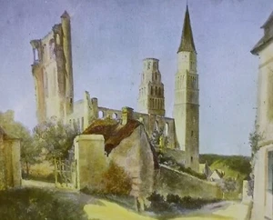 Jumiège Abbey, France, Jean-Baptiste-Camille Corot, Magic Lantern Glass Slide - Picture 1 of 4