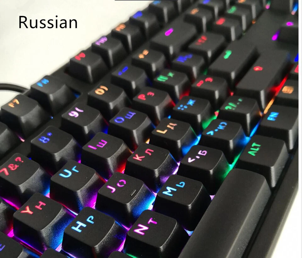 104 Key Korean Russian Backlit Keycap OEM Profile Keycaps for Cherry MX Keyboard - Image 1 of 4