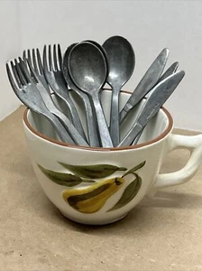 VINTAGE CHILDS DOLL SIZED ALUMINUM FLATWARE 11 Pieces, Made In Italy - Picture 1 of 9