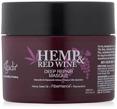 AGADIR Hemp & Red Wine Deep Repair Masque, 8 Fl oz NEW - Image 1 of 3