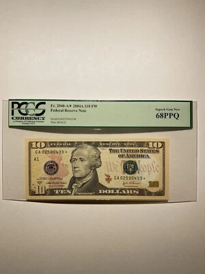 Federal Reserve Note Fr. 2040-A Star 2004A $10 FW Superb gem new - Image 1 of 2