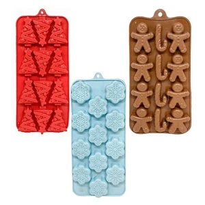 Christmas Silicone Ice Cube Trays Candy Molds Jello Soap Set of 3 - Picture 1 of 6