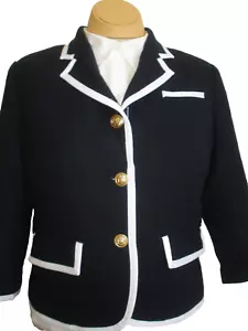 NEIMAN MARCUS TARGET THOM BROWNE NAVY WOOL BLAZER JACKET WOMEN'S SIZE M NEW HOT - Picture 1 of 7