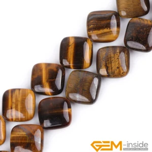 16mm Natural Tiger's Eye Gemstone Square Diamond Loose Jewelry Making Beads 15" - Picture 1 of 12