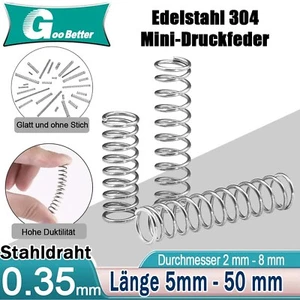 Druckfeder 0,35mm Drahtdurchmesser 304 Edelstahl Kleine Feder / Spiralfeder - Picture 1 of 18
