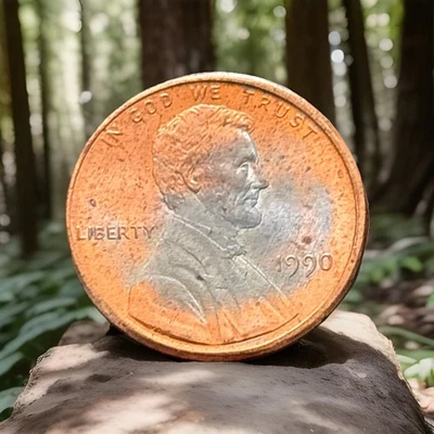 1990 LINCOLN CENT STRUCK ON PARTIAL UNPLATED PLANCHET OBV. SIDE NICE ERROR LV - Image 1 of 3