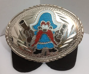 Yosemite Sam Turquoise & Coral Chip Inlay Big Belt Buckle Handcrafted in USA - Picture 1 of 6