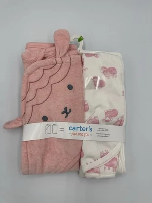 Juego de toallas de baño Carter's Just One You bebé niña con capucha rosa oveja cordero Foto 1 de 2