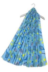 Bufanda deshilachada con estampado de tenis de Wimbledon para mujer elegante estola diseño deportivo 7719 - Imagen 1 de 2